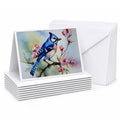 Blue Jay on Blossom Branch Greeting Cards Pack of 8 Blank Cards with Envelopes Whimsical A7 Size 5x7