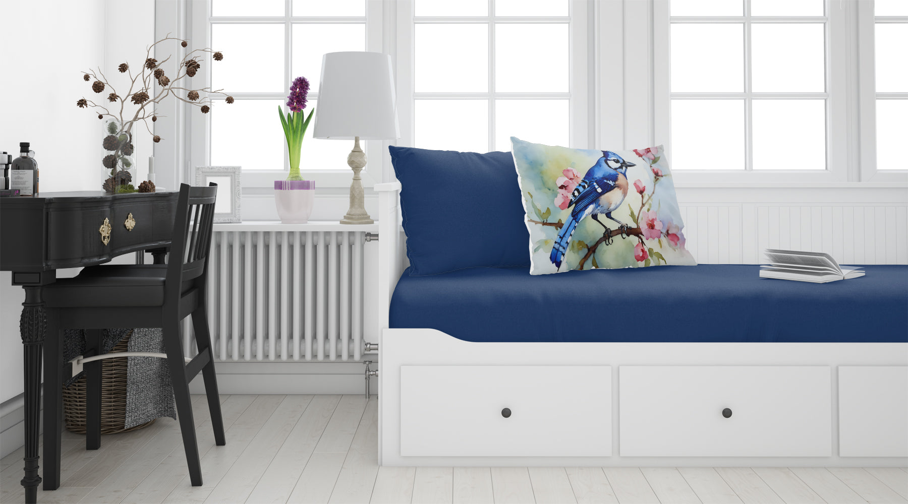 Blue Jay on Blossom Branch Standard Pillowcase Lightweight Super Soft Easy Care Decorative Artwork Pillowcase, Standard