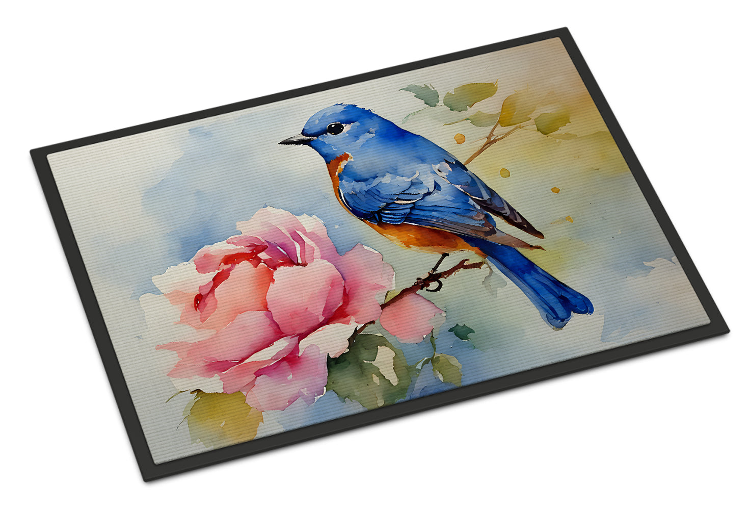 Bluebird with Flower Bloom Doormat Indoor Outdoor 18H X 27W Front Door Mat Rugs for Entryway, Non Slip Washable
