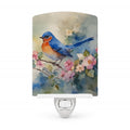 Eastern Bluebird on Blossom Branch Ceramic Night Light Compact, UL-Certified, Ideal for Bedroom, Bathroom, Nursery, Hallway, Kitchen, 6x4x3, Multicolor