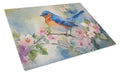 Eastern Bluebird on Blossom Branch Cutting Board Tempered Glass Kitchen Cutting Surface, Heat Resistant Chopping, Non-Slip Feet, Food Prep & Serving