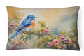 Eastern Bluebird with Blossoms Spring Decorative Throw Pillow 12x16 Indoor Outdoor Accent Cushion, Fabric Cover with Insert for Sofa, Bed, Porch & Living Room