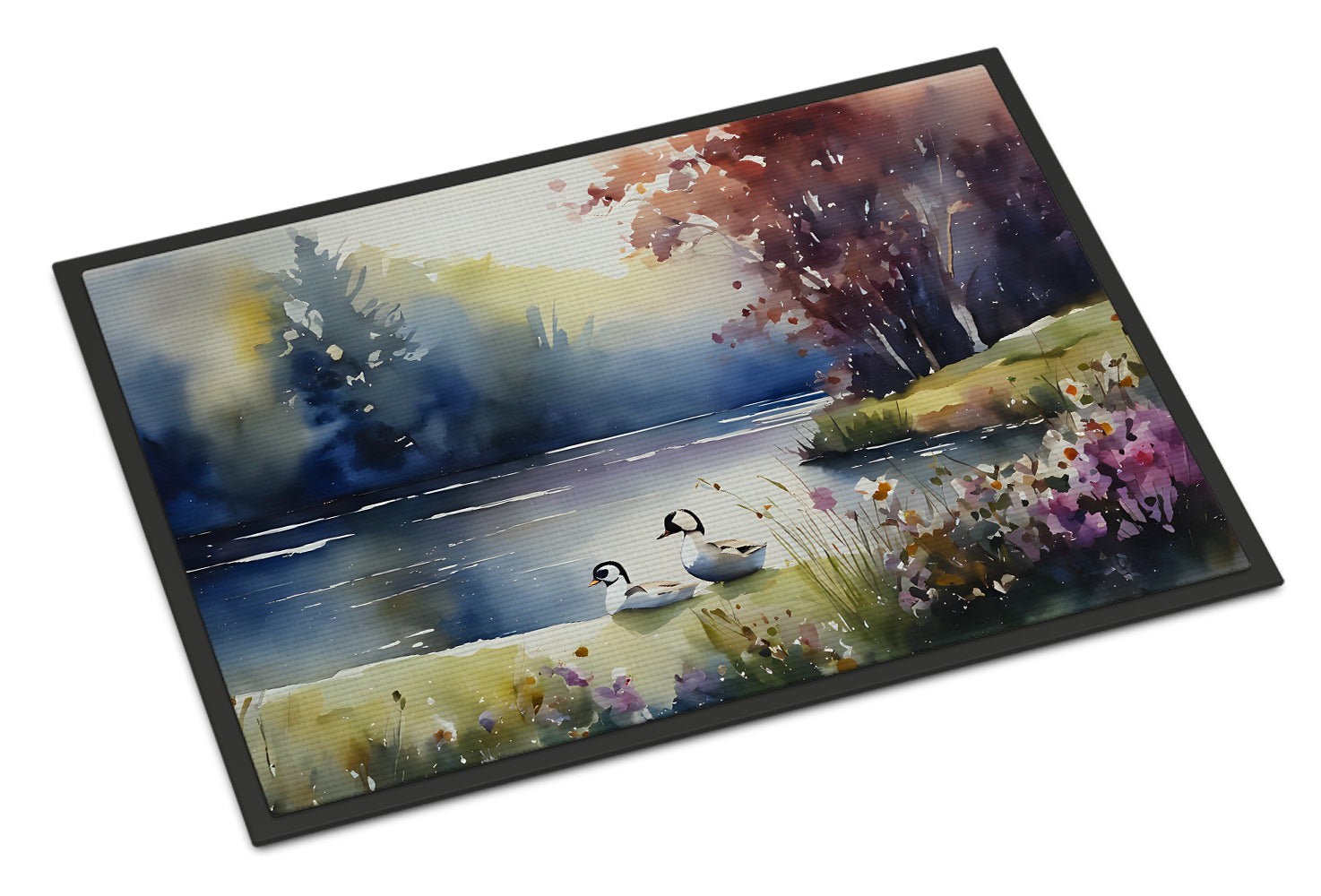 Bufflehead Ducks on Misty Lake Doormat Indoor Outdoor 18H X 27W Front Door Mat Rugs for Entryway, Non Slip Washable
