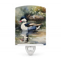 Bufflehead Ducks Swimming Marsh Scene Ceramic Night Light Compact, UL-Certified, Ideal for Bedroom, Bathroom, Nursery, Hallway, Kitchen, 6x4x3, Multicolor