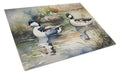 Bufflehead Ducks Swimming Marsh Scene Cutting Board Tempered Glass Kitchen Cutting Surface, Heat Resistant Chopping, Non-Slip Feet, Food Prep & Serving