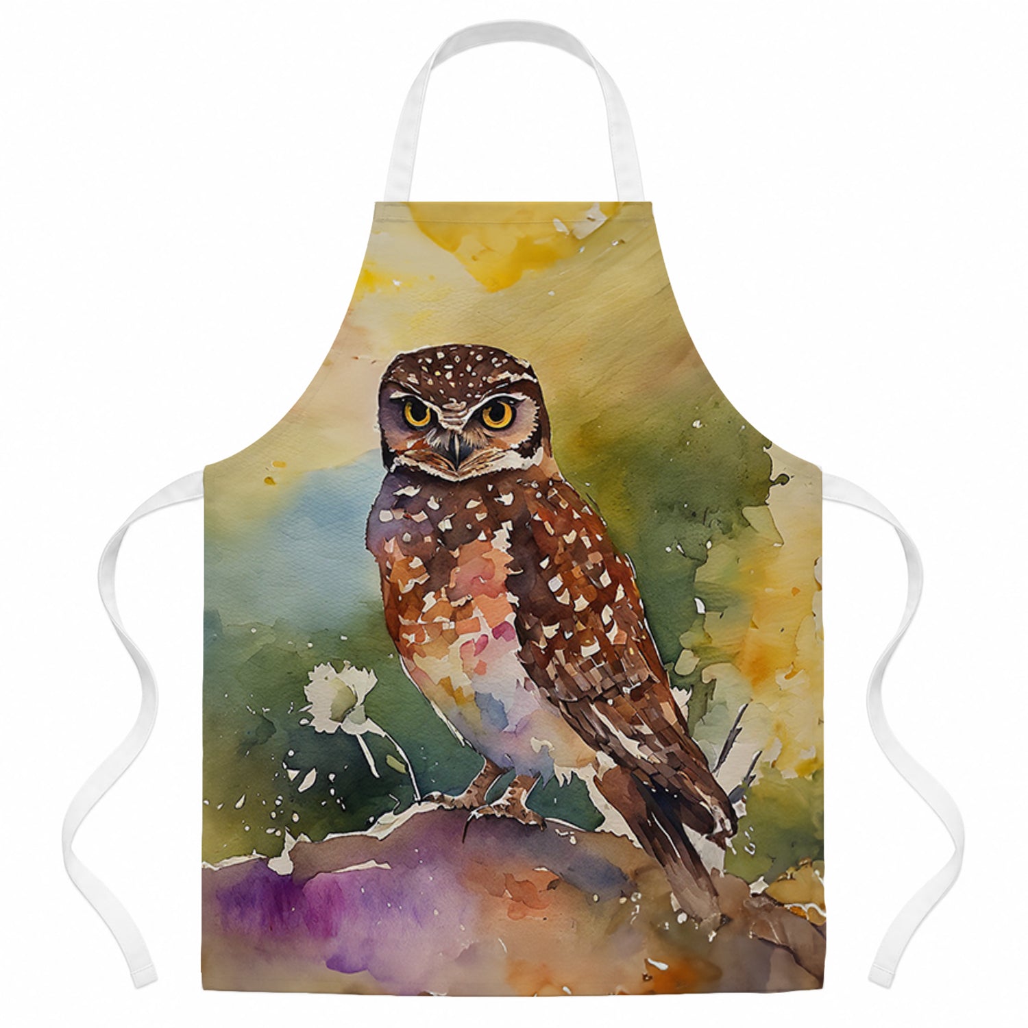 Burrowing Owl Wildlife Portrait Apron Cooking Kitchen Server Baking Crafts Gardening for Adult Women Men, Unisex, Large, Multicolor