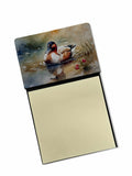 Canvasback Duck Swimming Pond Wildlife Watercolor Sticky Note Holder Refillable Dispenser Desk Accessory 3x3 Pad Gift