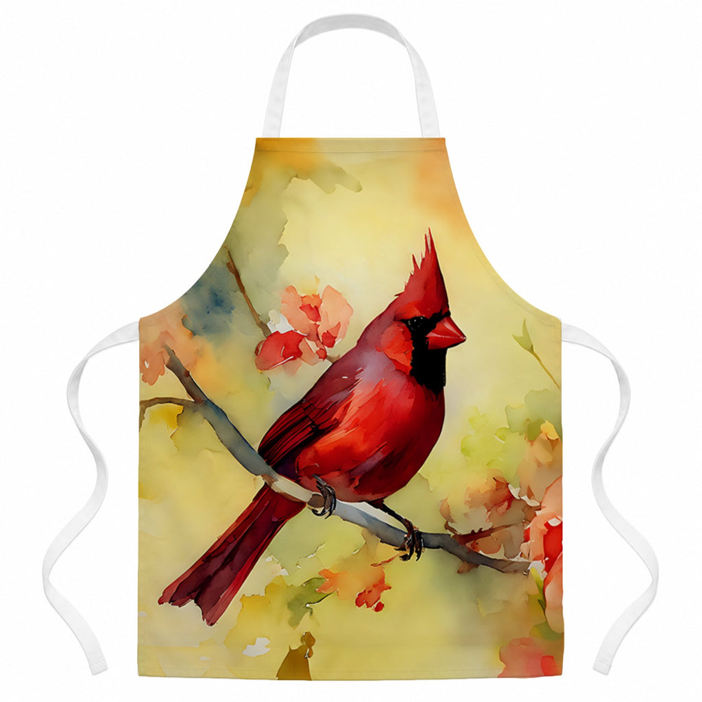 Northern Cardinal on Branch Apron Cooking Kitchen Server Baking Crafts Gardening for Adult Women Men, Unisex, Large, Multicolor