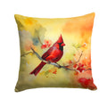 Northern Cardinal on Branch Decorative Throw Pillow 18x18 Indoor Outdoor Accent Cushion, Fabric Cover with Insert for Sofa, Bed, Porch & Living Room