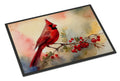 Northern Cardinal with Berries Doormat Indoor Outdoor 24H X 36W Front Door Mat Rugs for Entryway, Non Slip Washable Low Pile,
