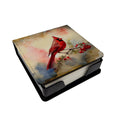 Northern Cardinal with Berries PU Leather Note Paper Holder with Artist-Designed Cover, Desk Accessory, Office Gift