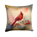 Northern Cardinal with Berries Decorative Throw Pillow 14x14 Indoor Outdoor Accent Cushion, Fabric Cover with Insert for Sofa, Bed, Porch & Living Room