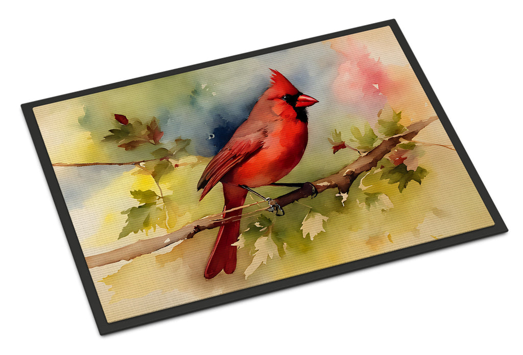 Northern Cardinal on Branch Autumn Doormat Indoor Outdoor 24H X 36W Front Door Mat Rugs for Entryway, Non Slip Washable Low Pile,