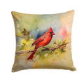 Northern Cardinal on Branch Autumn Decorative Throw Pillow 14x14 Indoor Outdoor Accent Cushion, Fabric Cover with Insert for Sofa, Bed, Porch & Living Room