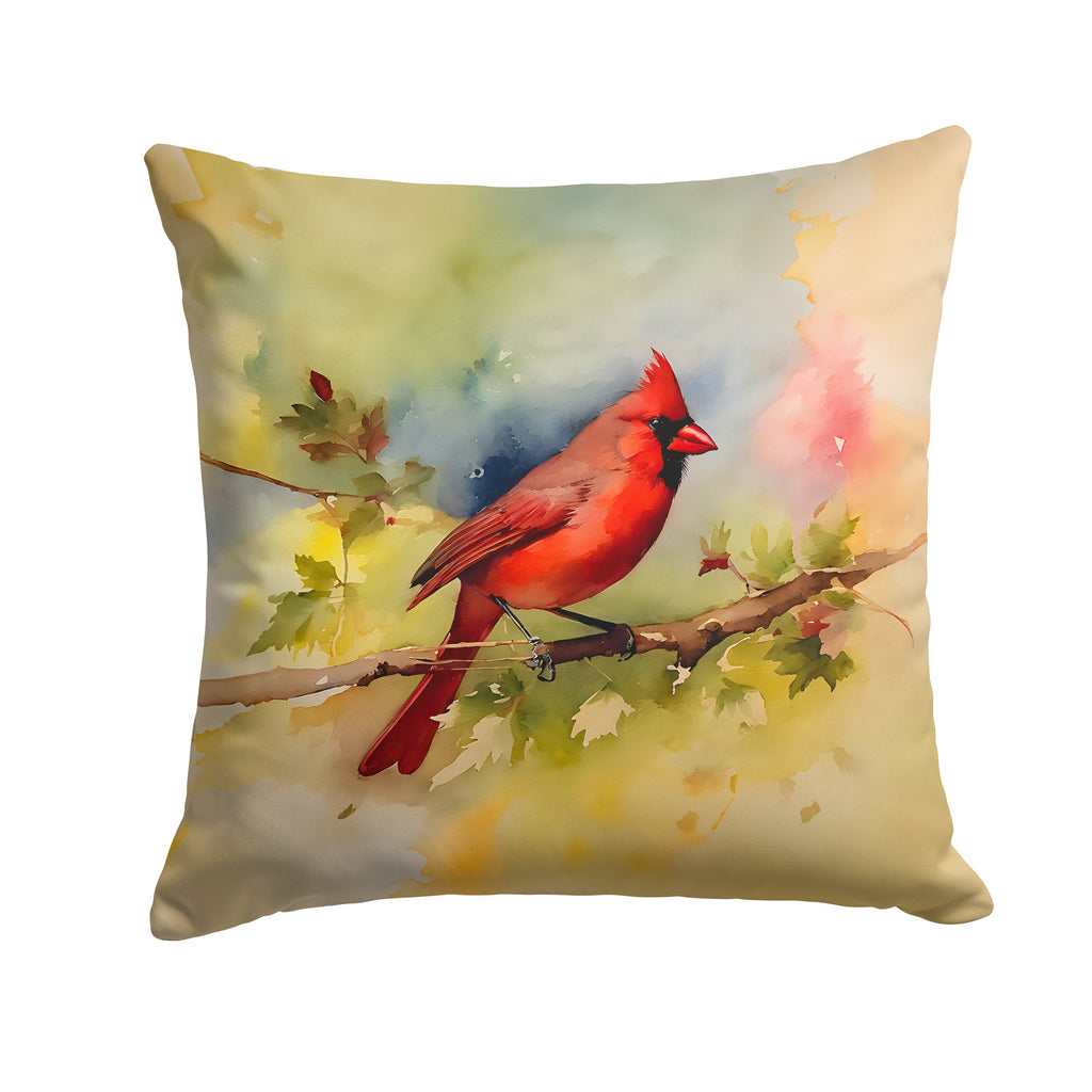 Northern Cardinal on Branch Autumn Decorative Throw Pillow 18x18 Indoor Outdoor Accent Cushion, Fabric Cover with Insert for Sofa, Bed, Porch & Living Room