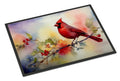 Northern Cardinal Floral Branch Doormat Indoor Outdoor 18H X 27W Front Door Mat Rugs for Entryway, Non Slip Washable
