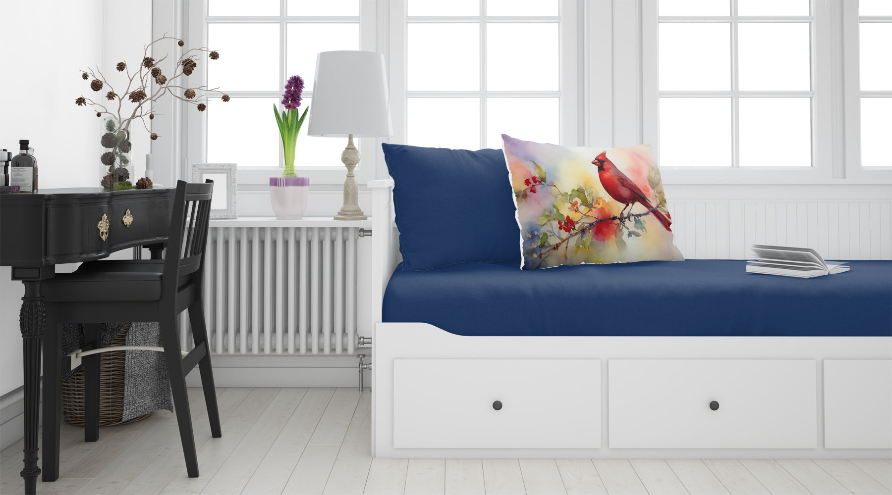 Northern Cardinal Floral Branch Standard Pillowcase Lightweight Super Soft Easy Care Decorative Artwork Pillowcase, Standard