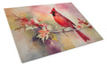 Northern Cardinal on Blossom Branch Cutting Board Tempered Glass Kitchen Cutting Surface, Heat Resistant Chopping, Non-Slip Feet, Food Prep & Serving