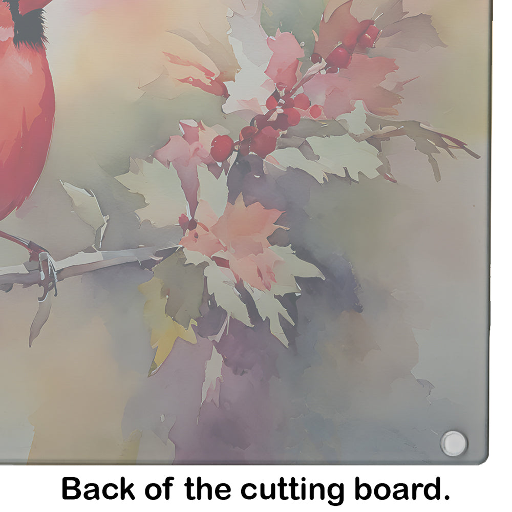 Northern Cardinal on Blossom Branch Cutting Board Tempered Glass Kitchen Cutting Surface, Heat Resistant Chopping, Non-Slip Feet, Food Prep & Serving