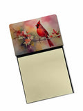 Northern Cardinal on Blossom Branch Watercolor Sticky Note Holder Refillable Dispenser Desk Accessory 3x3 Pad Gift