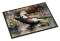 Common Eider Wood Duck Swimming with Flowers Doormat Indoor Outdoor 24H X 36W Front Door Mat Rugs for Entryway, Non Slip Washable Low Pile,