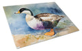 Common Eider Duck Standing Shoreline Cutting Board Tempered Glass Kitchen Cutting Surface, Heat Resistant Chopping, Non-Slip Feet, Food Prep & Serving