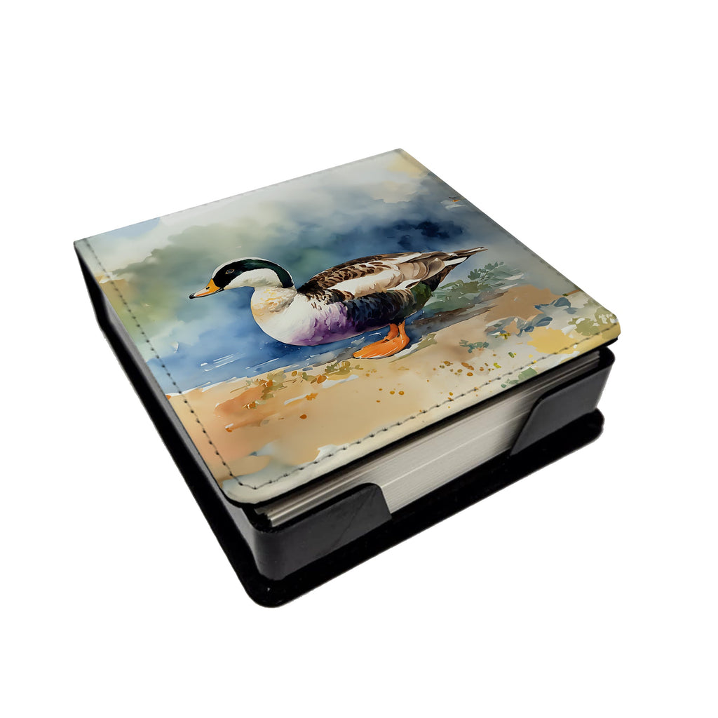 Common Eider Duck Standing Shoreline PU Leather Note Paper Holder with Artist-Designed Cover, Desk Accessory, Office Gift
