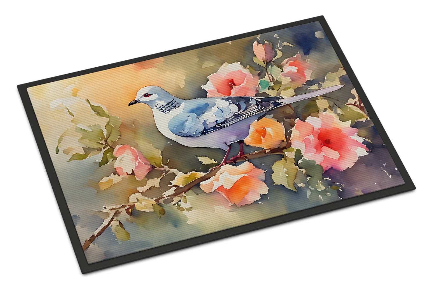 White Dove on Floral Branch Doormat Indoor Outdoor 18H X 27W Front Door Mat Rugs for Entryway, Non Slip Washable