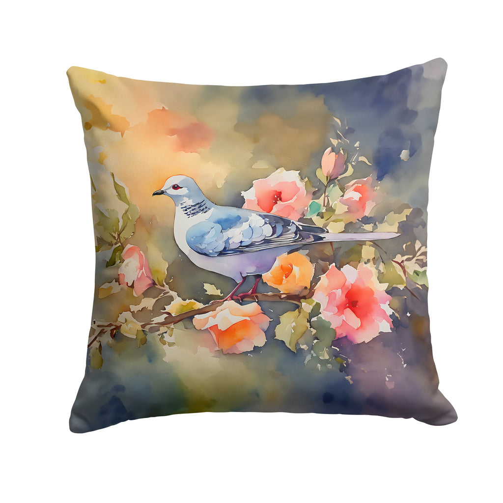 White Dove on Floral Branch Decorative Throw Pillow 18x18 Indoor Outdoor Accent Cushion, Fabric Cover with Insert for Sofa, Bed, Porch & Living Room