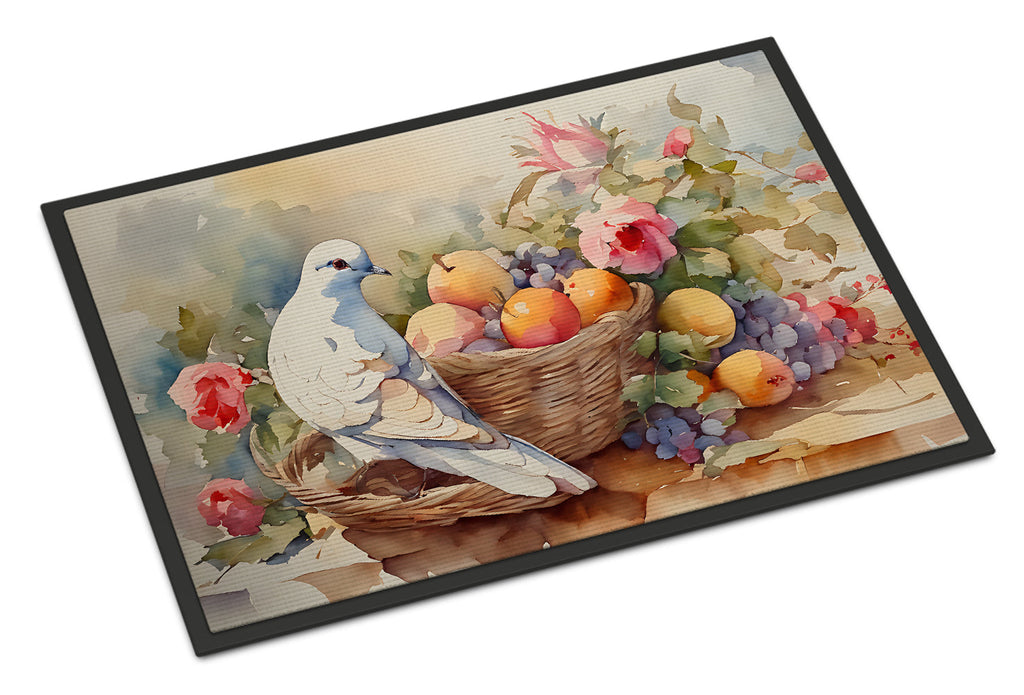 White Dove with Fruit Basket Still Life Doormat Indoor Outdoor 24H X 36W Front Door Mat Rugs for Entryway, Non Slip Washable Low Pile,