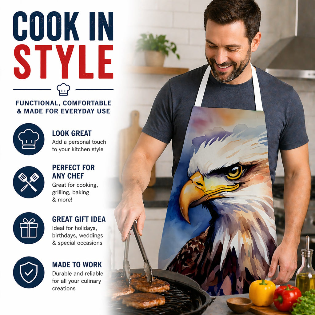 Bald Eagle Portrait Close-Up Apron Cooking Kitchen Server Baking Crafts Gardening for Adult Women Men, Unisex, Large, Multicolor