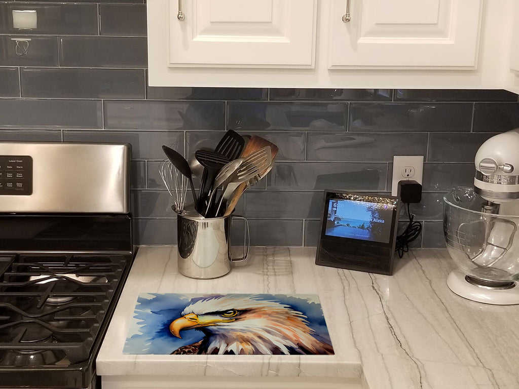 Bald Eagle Portrait Close-Up Cutting Board Tempered Glass Kitchen Cutting Surface, Heat Resistant Chopping, Non-Slip Feet, Food Prep & Serving