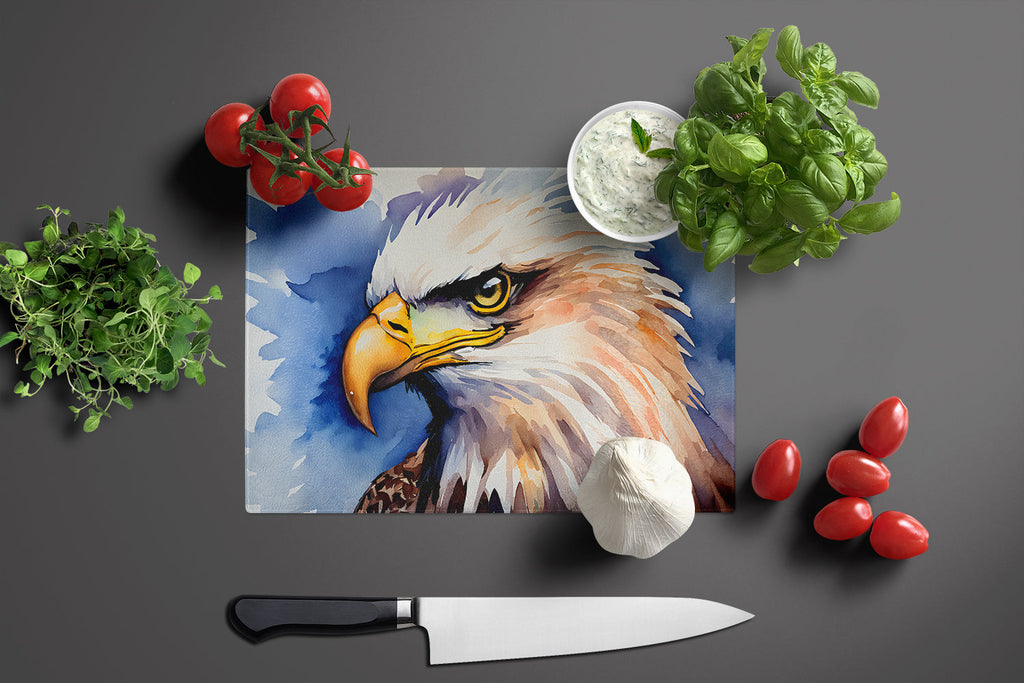 Bald Eagle Portrait Close-Up Cutting Board Tempered Glass Kitchen Cutting Surface, Heat Resistant Chopping, Non-Slip Feet, Food Prep & Serving