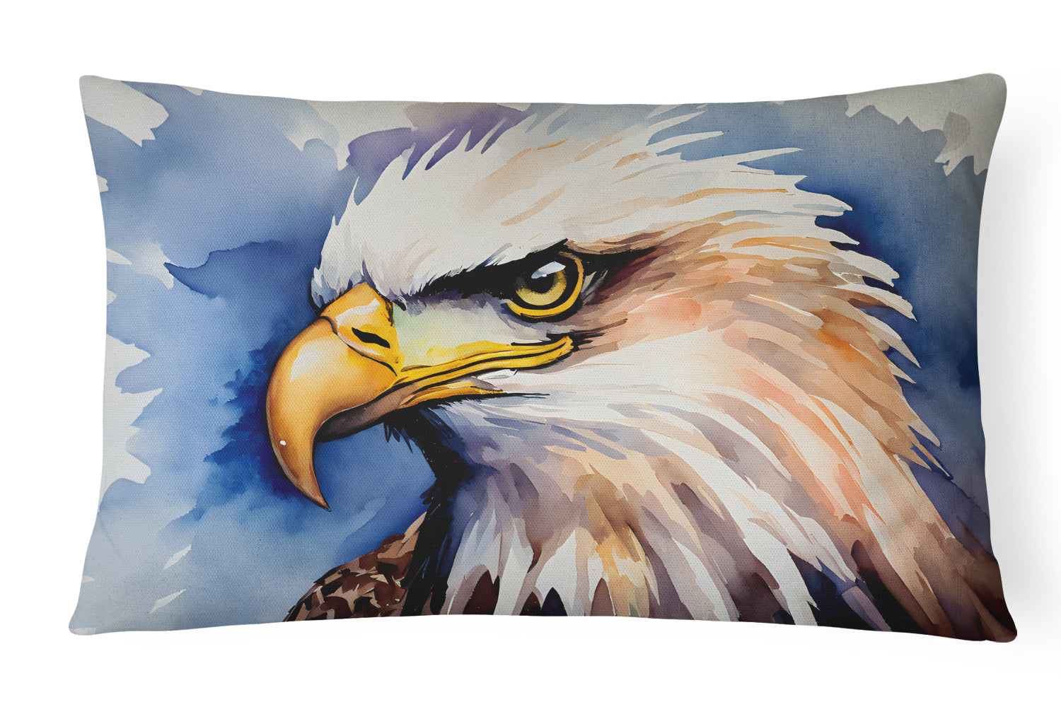 Bald Eagle Portrait Close-Up Decorative Throw Pillow 12x16 Indoor Outdoor Accent Cushion, Fabric Cover with Insert for Sofa, Bed, Porch & Living Room
