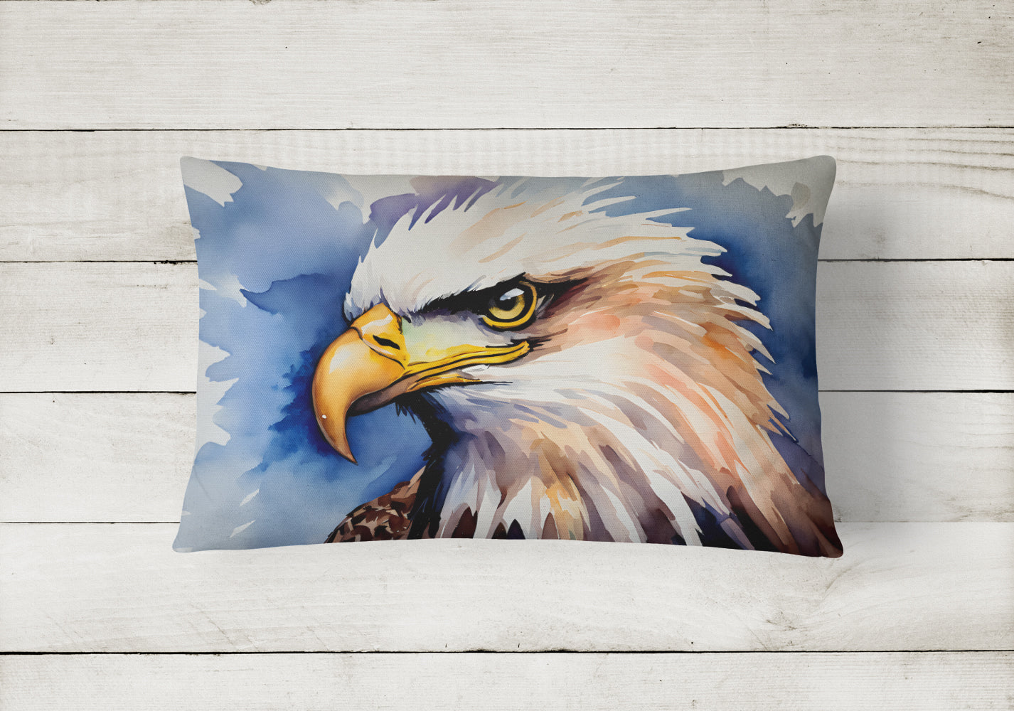 Bald Eagle Portrait Close-Up Decorative Throw Pillow 12x16 Indoor Outdoor Accent Cushion, Fabric Cover with Insert for Sofa, Bed, Porch & Living Room