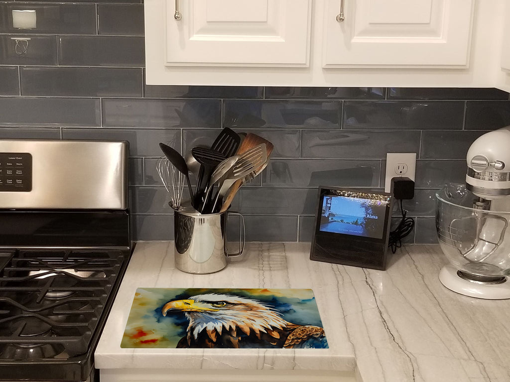 Bald Eagle Portrait Wildlife Cutting Board Tempered Glass Kitchen Cutting Surface, Heat Resistant Chopping, Non-Slip Feet, Food Prep & Serving