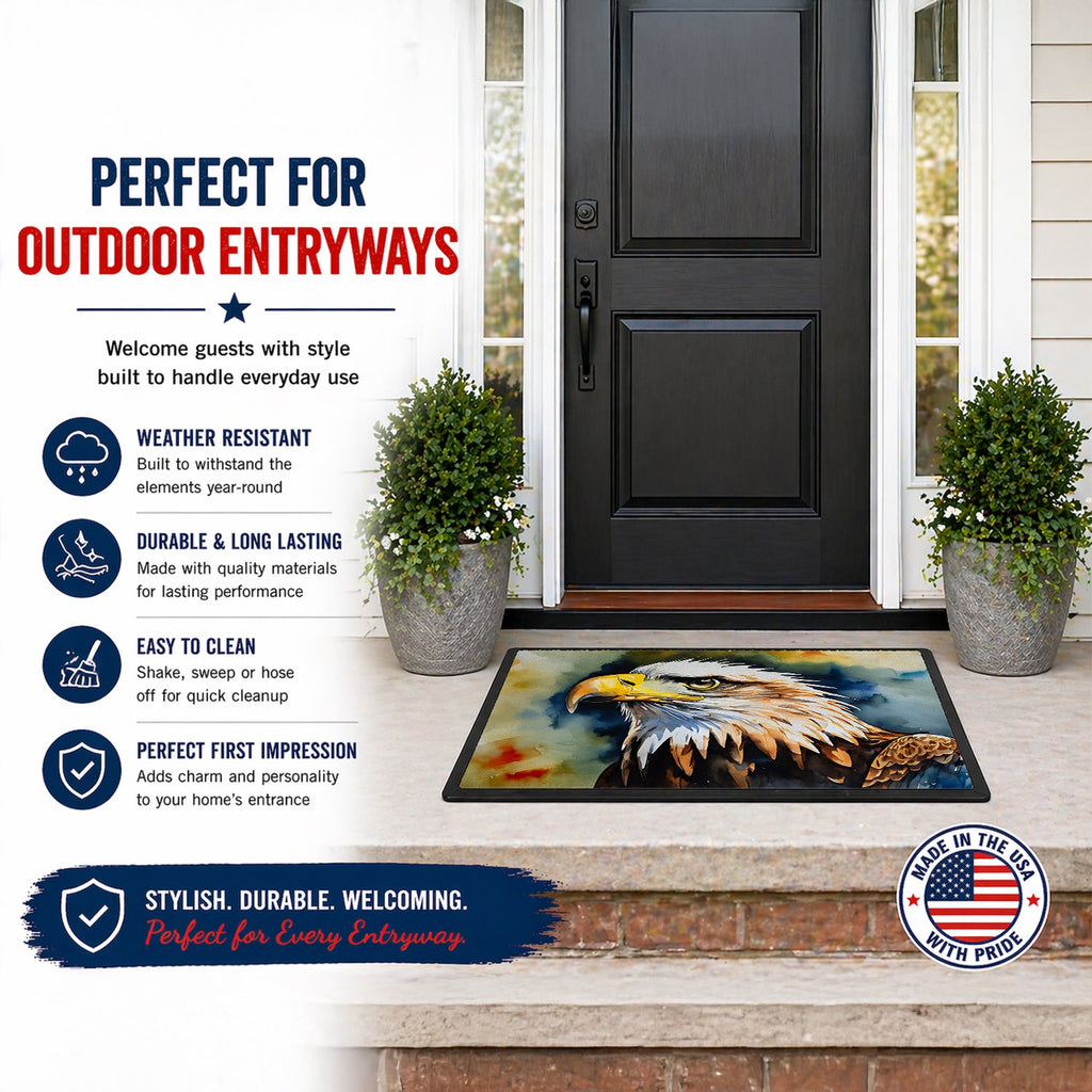 Bald Eagle Portrait Wildlife Doormat Indoor Outdoor 18H X 27W Front Door Mat Rugs for Entryway, Non Slip Washable