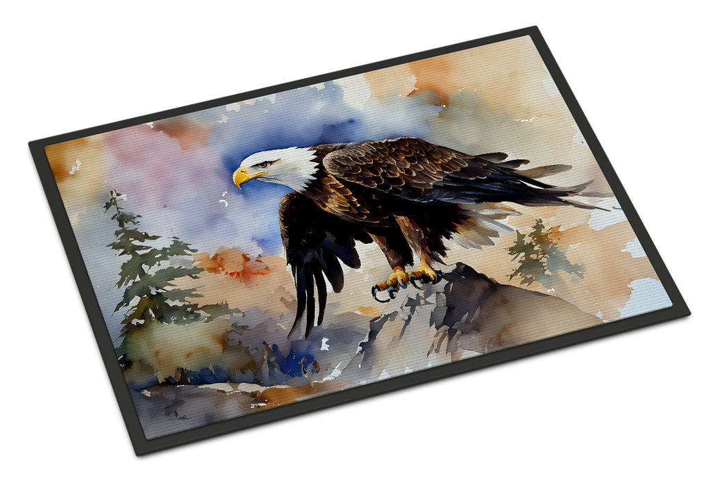 Bald Eagle Perched Rock Wildlife Doormat Indoor Outdoor 24H X 36W Front Door Mat Rugs for Entryway, Non Slip Washable Low Pile,