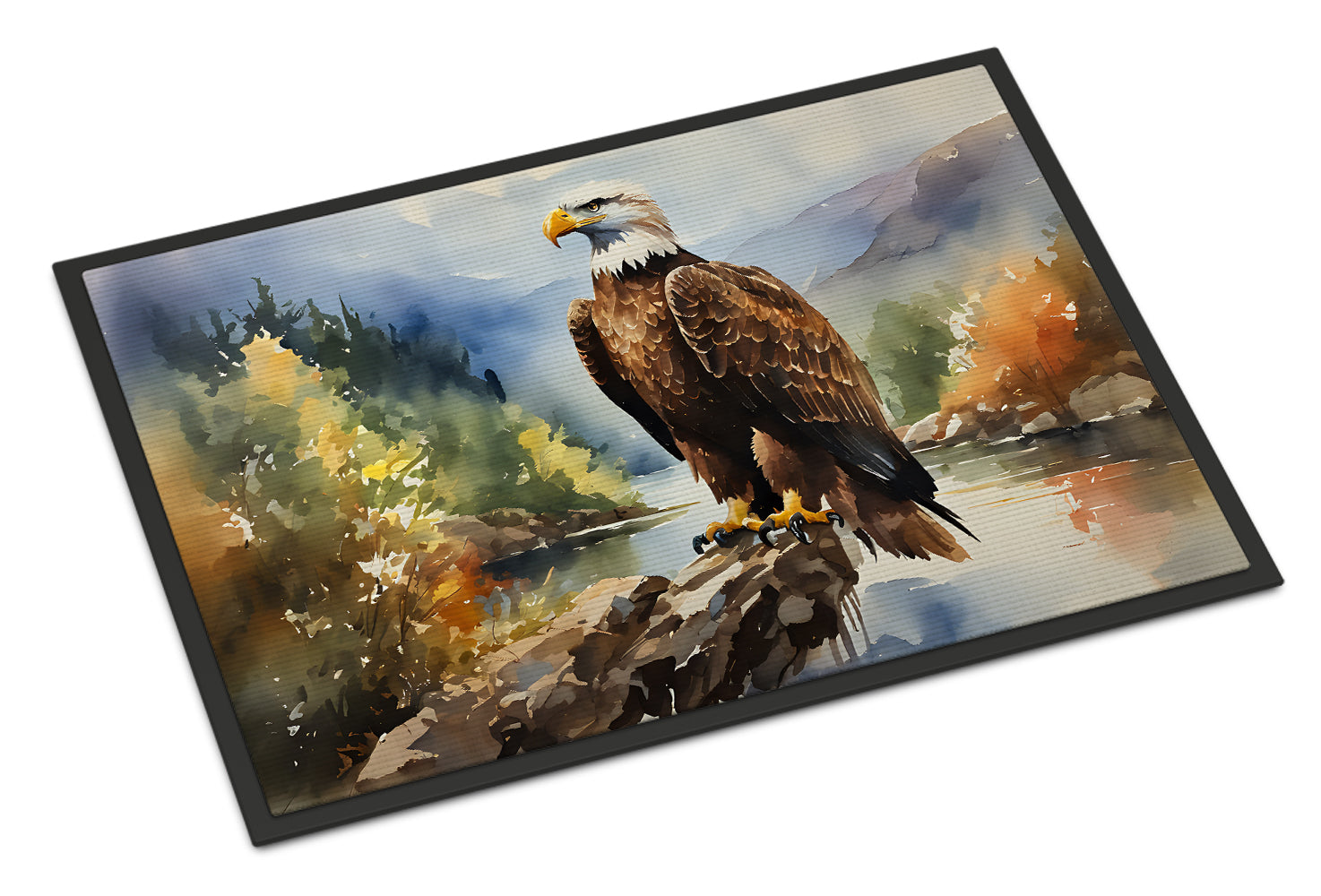 Bald Eagle Mountain Scene Doormat Indoor Outdoor 18H X 27W Front Door Mat Rugs for Entryway, Non Slip Washable