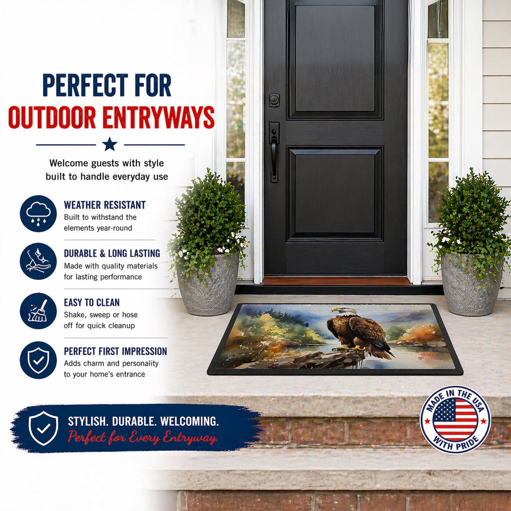 Bald Eagle Mountain Scene Doormat Indoor Outdoor 18H X 27W Front Door Mat Rugs for Entryway, Non Slip Washable