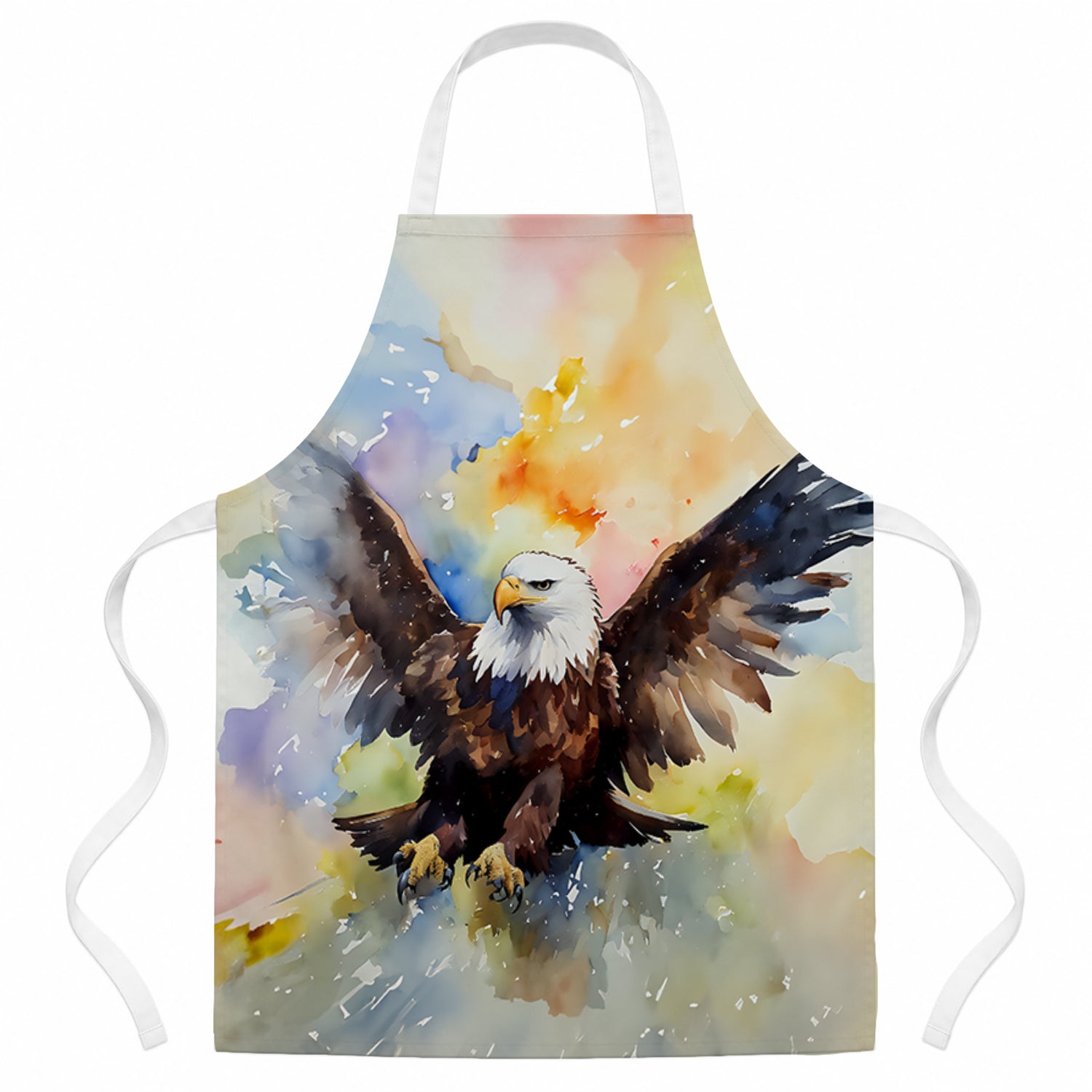 Bald Eagle Flying Wings Spread Apron Cooking Kitchen Server Baking Crafts Gardening for Adult Women Men, Unisex, Large, Multicolor