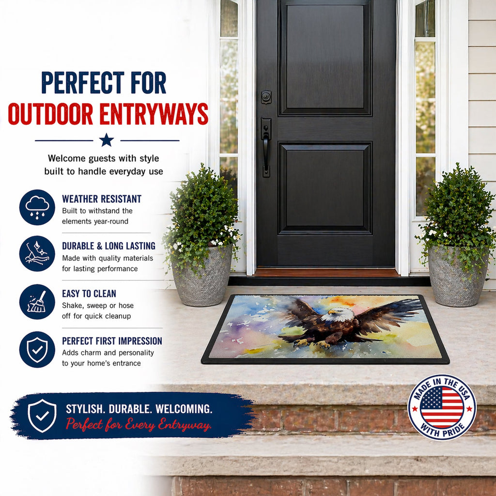 Bald Eagle Flying Wings Spread Doormat Indoor Outdoor 24H X 36W Front Door Mat Rugs for Entryway, Non Slip Washable Low Pile,