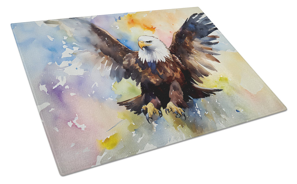 Bald Eagle Flying Wings Spread Cutting Board Tempered Glass Kitchen Cutting Surface, Heat Resistant Chopping, Non-Slip Feet, Food Prep & Serving