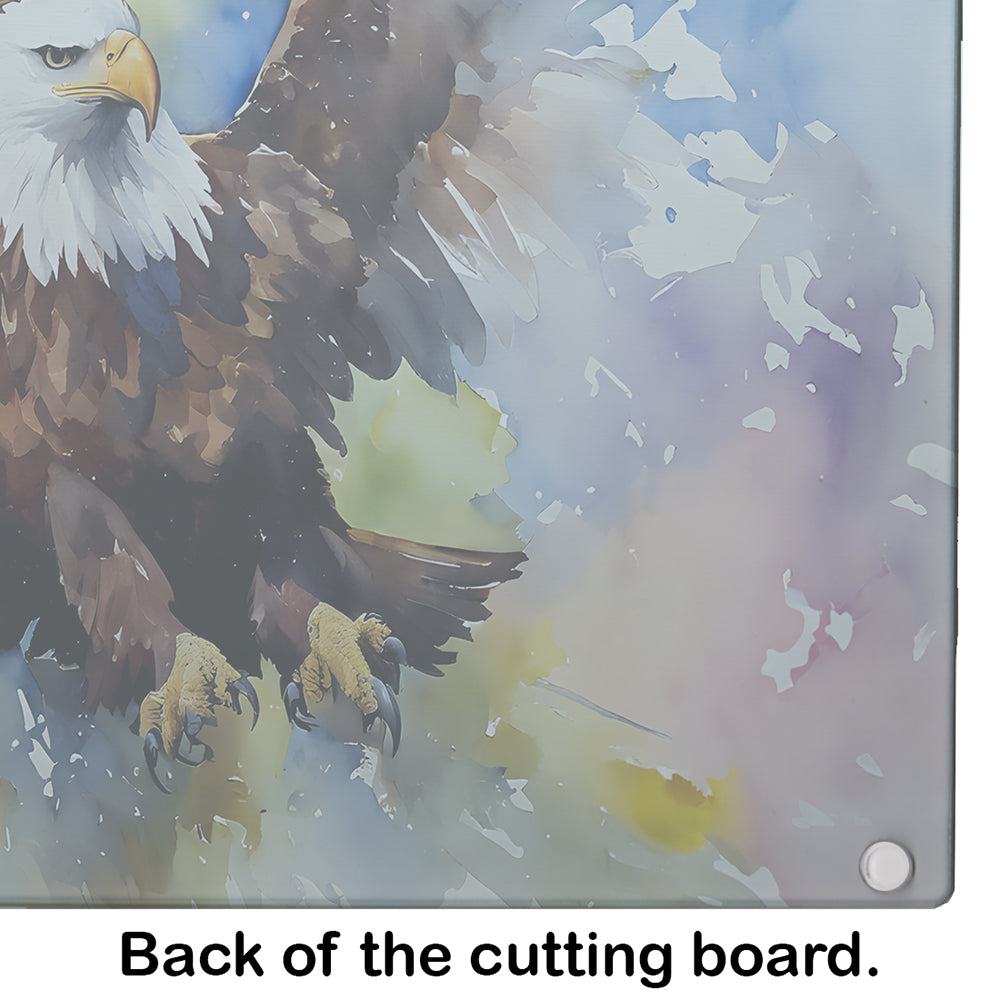 Bald Eagle Flying Wings Spread Cutting Board Tempered Glass Kitchen Cutting Surface, Heat Resistant Chopping, Non-Slip Feet, Food Prep & Serving