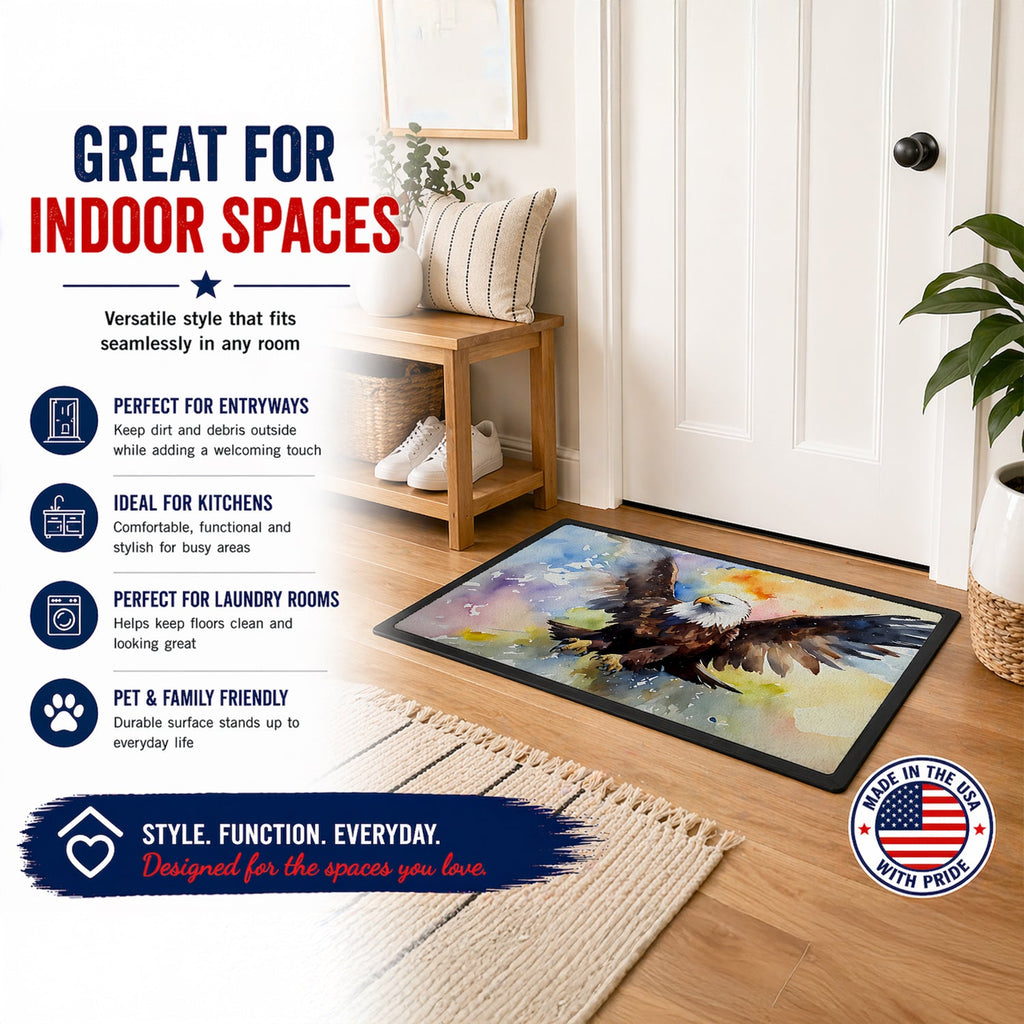 Bald Eagle Flying Wings Spread Doormat Indoor Outdoor 18H X 27W Front Door Mat Rugs for Entryway, Non Slip Washable