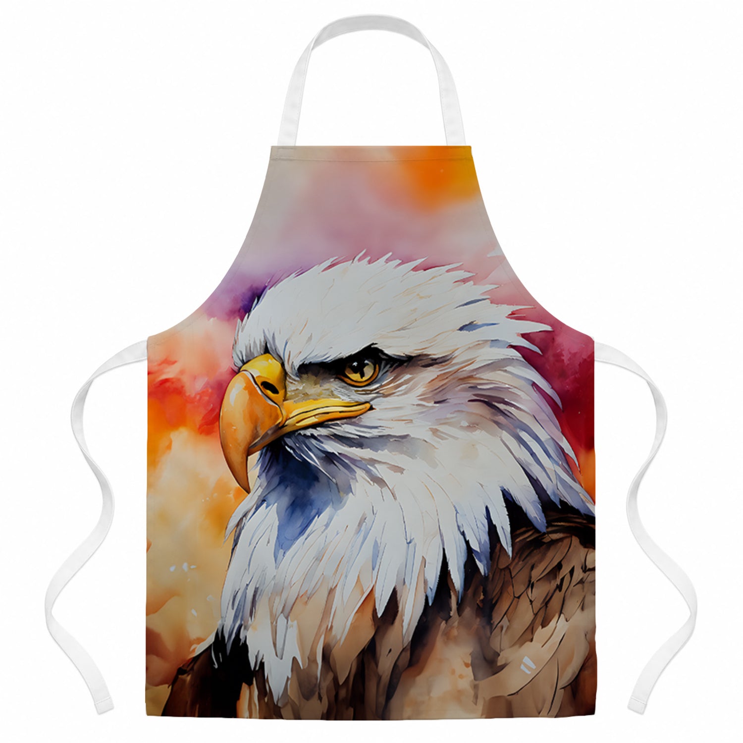 Bald Eagle Portrait Side View Apron Cooking Kitchen Server Baking Crafts Gardening for Adult Women Men, Unisex, Large, Multicolor