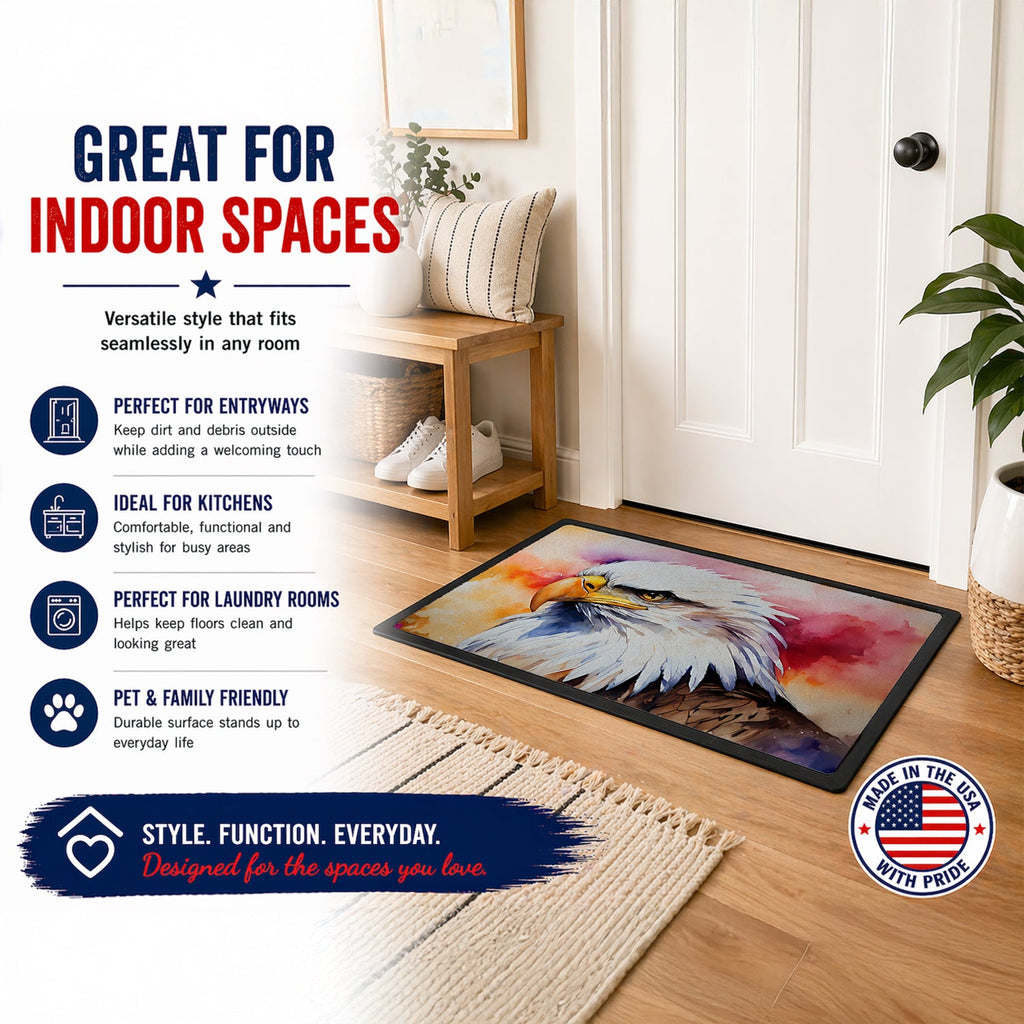 Bald Eagle Portrait Side View Doormat Indoor Outdoor 24H X 36W Front Door Mat Rugs for Entryway, Non Slip Washable Low Pile,