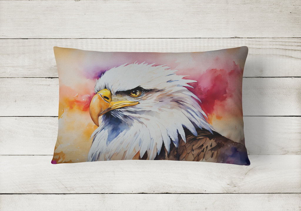 Bald Eagle Portrait Side View Decorative Throw Pillow 12x16 Indoor Outdoor Accent Cushion, Fabric Cover with Insert for Sofa, Bed, Porch & Living Room