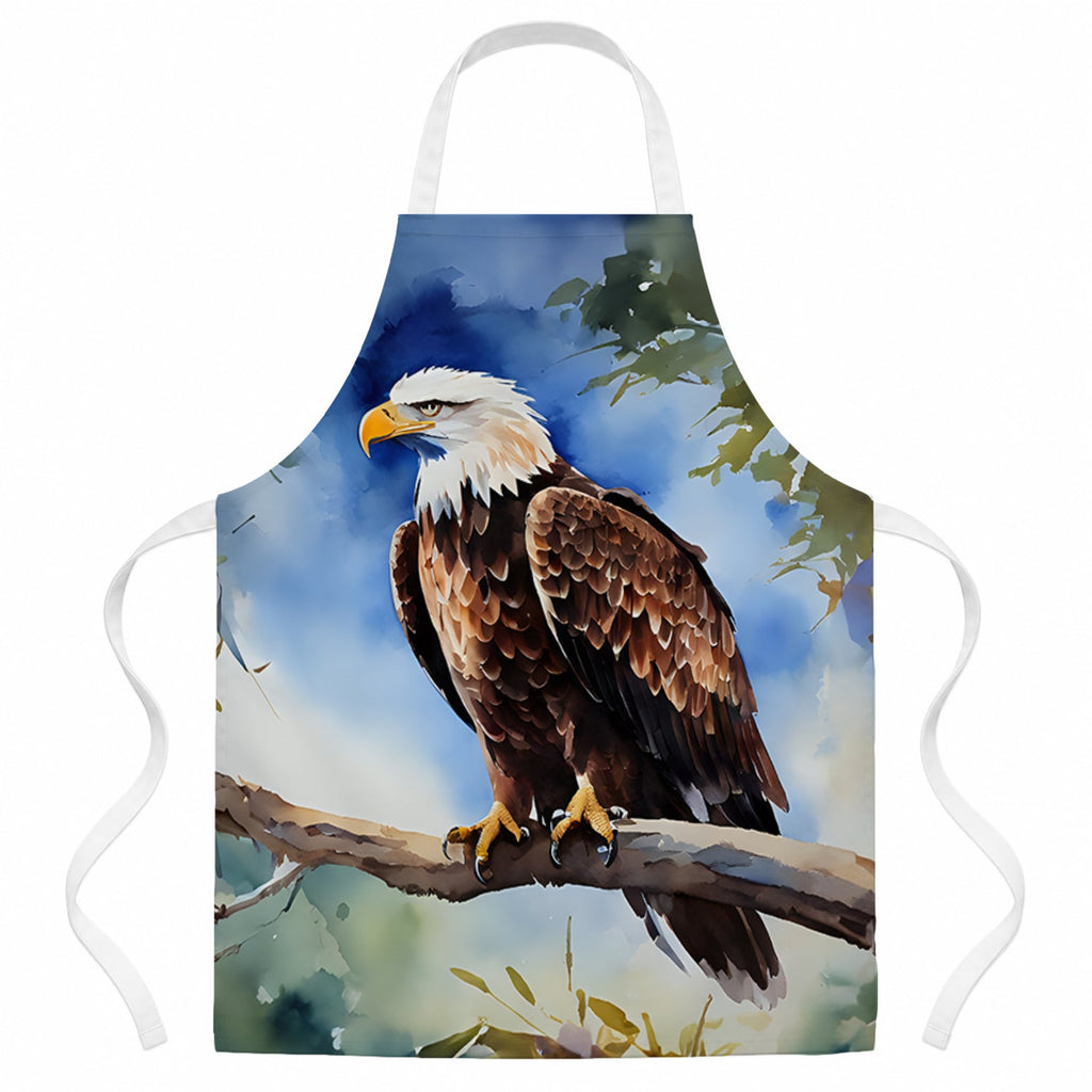 Bald Eagle Perched Tree Branch Apron Cooking Kitchen Server Baking Crafts Gardening for Adult Women Men, Unisex, Large, Multicolor