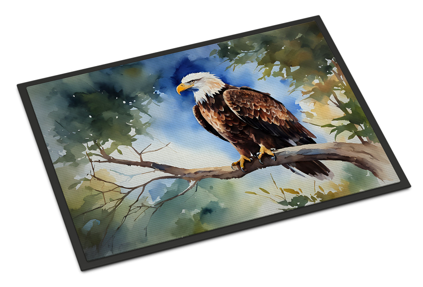 Bald Eagle Perched Tree Branch Doormat Indoor Outdoor 24H X 36W Front Door Mat Rugs for Entryway, Non Slip Washable Low Pile,